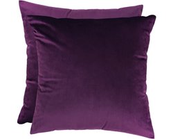 Sierkussenhoes Diep Paars 45x45 cm Set van 2 - Luxe Velours Textuur Dit zijn Kleurrijke Woonkamer Kussenshoezen van LiveOnce