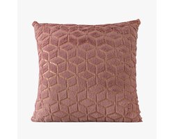 Sierkussenhoes met goudkleurig geometrisch patroon – Oudroze/Goud – 45 x 45 cm- Zonder vulling