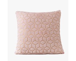 Sierkussenhoes met goudkleurig geometrisch patroon – Poederroze/Goud – 45 x 45 cm -Zonder vulling