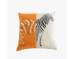 Sierkussenhoes met zebrapatroon – Oranje/Beige – 45 x 45 cm – Zonder vulling