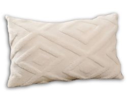 Sierkussens 30x50 cm | Wit | Inclusief binnenkussen | Teddy, Pluche | Fluffy & Zacht | Creme, Ivoor, Zand, Langwerpig Decoratiekussen voor Bank & Woonkamer
