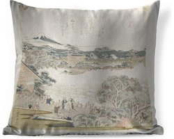 Sierkussens - Kussen - De paarden-bind steen - Schilderij van Katsushika Hokusai - 60x60 cm - Kussen van katoen