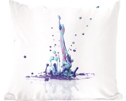 Sierkussens - Kussen - Een grote kleurrijke plons met druppels - 40x40 cm - Kussen van katoen