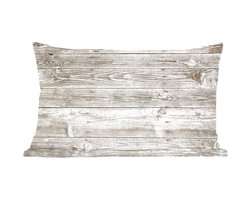 Sierkussens - Kussen - Een lichte houten muur als achtergrond - 50x30 cm - Kussen van katoen