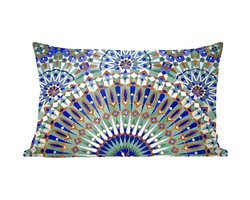 Sierkussens - Kussen - Een Marokkaanse mozaïekmuur met verschillende vormen - 50x30 cm - Kussen van katoen