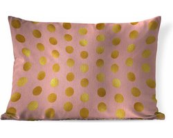 Sierkussens - Kussen - Luxe patroon van grote gouden stippen tegen een roze achtergrond - 50x30 cm - Kussen van katoen