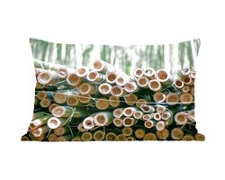 Sierkussens - Kussen - Stapel gesneden bamboe Arashiyama - 50x30 cm - Kussen van katoen