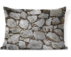 Sierkussens - Kussen - Stenen muur met kleine en grote stenen - 60x40 cm - Kussen van katoen