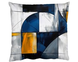 Sierkussens - Kussentjes Woonkamer - 40x40 cm - Abstract - Vormen - Goud - Blauw - Geometrisch