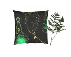 Sierkussens - Kussentjes Woonkamer - 40x40 cm - Gold - Groen - Agaat steen - Geode - Marmer