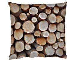 Sierkussens - Kussentjes Woonkamer - 40x40 cm - Hout - Boomstammen - Textuur