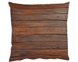 Sierkussens - Kussentjes Woonkamer - 40x40 cm - Houten plankpatroon - Warmte - Natuurlijk