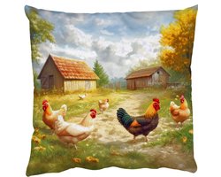 Sierkussens - Kussentjes Woonkamer - 40x40 cm - Kippen - Landelijke rust - Natuur