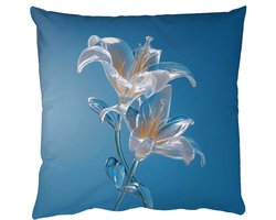 Sierkussens - Kussentjes Woonkamer - 40x40 cm - Lelies - Blauw - Glazen