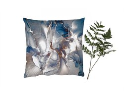 Sierkussens - Kussentjes Woonkamer - 40x40 cm - Marmer - Grijs - Blauw - Luxe - Goud