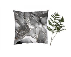 Sierkussens - Kussentjes Woonkamer - 40x40 cm - Marmer - Zwart - Goud - Grijs
