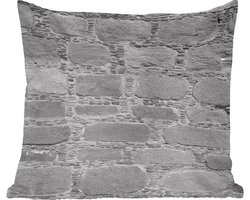 Sierkussens - Kussentjes Woonkamer - 40x40 cm - Muur - Steen - Antiek - Zwart - Wit