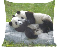 Sierkussens - Kussentjes Woonkamer - 40x40 cm - Pandas - Gras - Steen