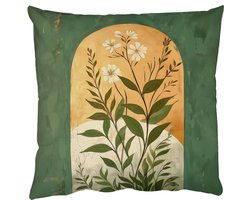 Sierkussens - Kussentjes Woonkamer - 40x40 cm - Plant - Bloemen - Wit