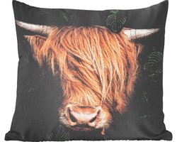 Sierkussens - Kussentjes Woonkamer - 40x40 cm - Schotse hooglander - Bladeren - Koe