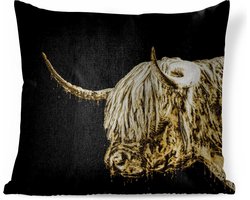 Sierkussens - Kussentjes Woonkamer - 40x40 cm - Schotse Hooglander - Schotse Koe - Goud