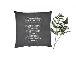 Sierkussens - Kussentjes Woonkamer - 40x40 cm - Spreuken - Quotes - I haven't been everywhere but it's on my list - Parijs