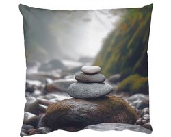 Sierkussens - Kussentjes Woonkamer - 40x40 cm - Stenen - Stapel - Natuur