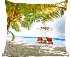 Sierkussens - Kussentjes Woonkamer - 40x40 cm - Strand - Strandstoel - Parasol
