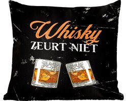 Sierkussens - Kussentjes Woonkamer - 40x40 cm - Whisky - Glazen - Vintage - Cadeau voor man