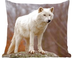Sierkussens - Kussentjes Woonkamer - 40x40 cm - Wolf - Steen - Wit