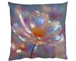Sierkussens - Kussentjes Woonkamer - 45x45 cm - Bloem - Transparant - Pastelkleuren - Druppels