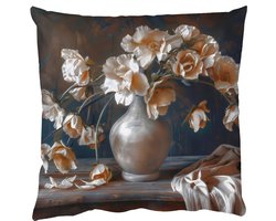 Sierkussens - Kussentjes Woonkamer - 45x45 cm - Bloemen - Vaas - Kunst - Stilleven