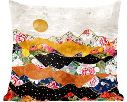 Sierkussens - Kussentjes Woonkamer - 45x45 cm - Goud - Bloemen - Print - Abstract - Landschap - Patronen