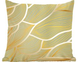 Sierkussens - Kussentjes Woonkamer - 45x45 cm - Gouden golven op een groene achtergrond