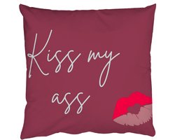 Sierkussens - Kussentjes Woonkamer - 45x45 cm - Kiss my ass - Lip - Bordeaux