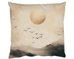 Sierkussens - Kussentjes Woonkamer - 45x45 cm - Landschap - Japandi - vogel