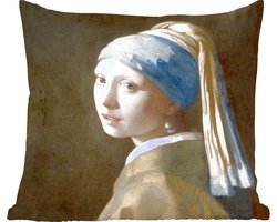 Sierkussens - Kussentjes Woonkamer - 45x45 cm - Meisje met de Parel - Schilderij van Johannes Vermeer