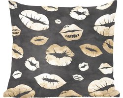Sierkussens - Kussentjes Woonkamer - 45x45 cm - Patronen - Kiss - Goud - Zwart