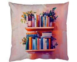 Sierkussens - Kussentjes Woonkamer - 45x45 cm - Planken - Boeken - Bladeren