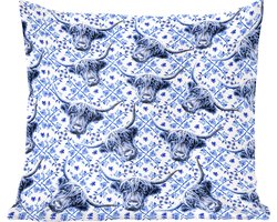 Sierkussens - Kussentjes Woonkamer - 45x45 cm - Schotse hooglander - Koe - Delfts blauw