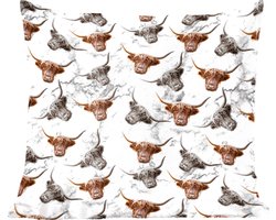 Sierkussens - Kussentjes Woonkamer - 45x45 cm - Schotse hooglander - Koe - Marmer