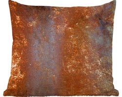 Sierkussens - Kussentjes Woonkamer - 45x45 cm - Staal - Roest - Oud - Oranje - Grijs - Patroon - Abstract