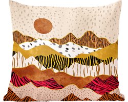 Sierkussens - Kussentjes Woonkamer - 45x45 cm - Tijgerprint - Pastel - Goud - Print - Tijger - Abstract