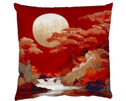Sierkussens - Kussentjes Woonkamer - 45x45 cm - Volle maan - Landschap - Waterval