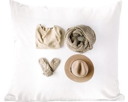 Sierkussens - Kussentjes Woonkamer - 45x45 cm - Winter - Kleding - Sjaal - Kerstversiering - Kerstdecoratie voor binnen - Woonkamer