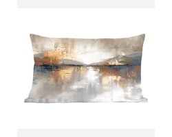Sierkussens - Kussentjes Woonkamer - 50x30 cm - Abstract - Modern - Beige - Aesthetic - Goud