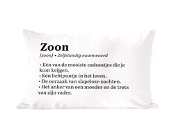 Sierkussens - Kussentjes Woonkamer - 50x30 cm - Cadeau - Zoon - Definitie - Woordenboek - Tekst - Spreuken