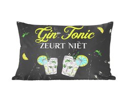 Sierkussens - Kussentjes Woonkamer - 50x30 cm - Gin - Gin tonic glazen - Citroen - Cadeau voor vrouw - Cadeau voor man