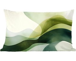 Sierkussens - Kussentjes Woonkamer - 50x30 cm - Golven - Abstract - Lichtgroen - Sierlijk