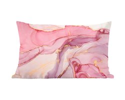 Sierkussens - Kussentjes Woonkamer - 50x30 cm - Goud - Marmer - Roze